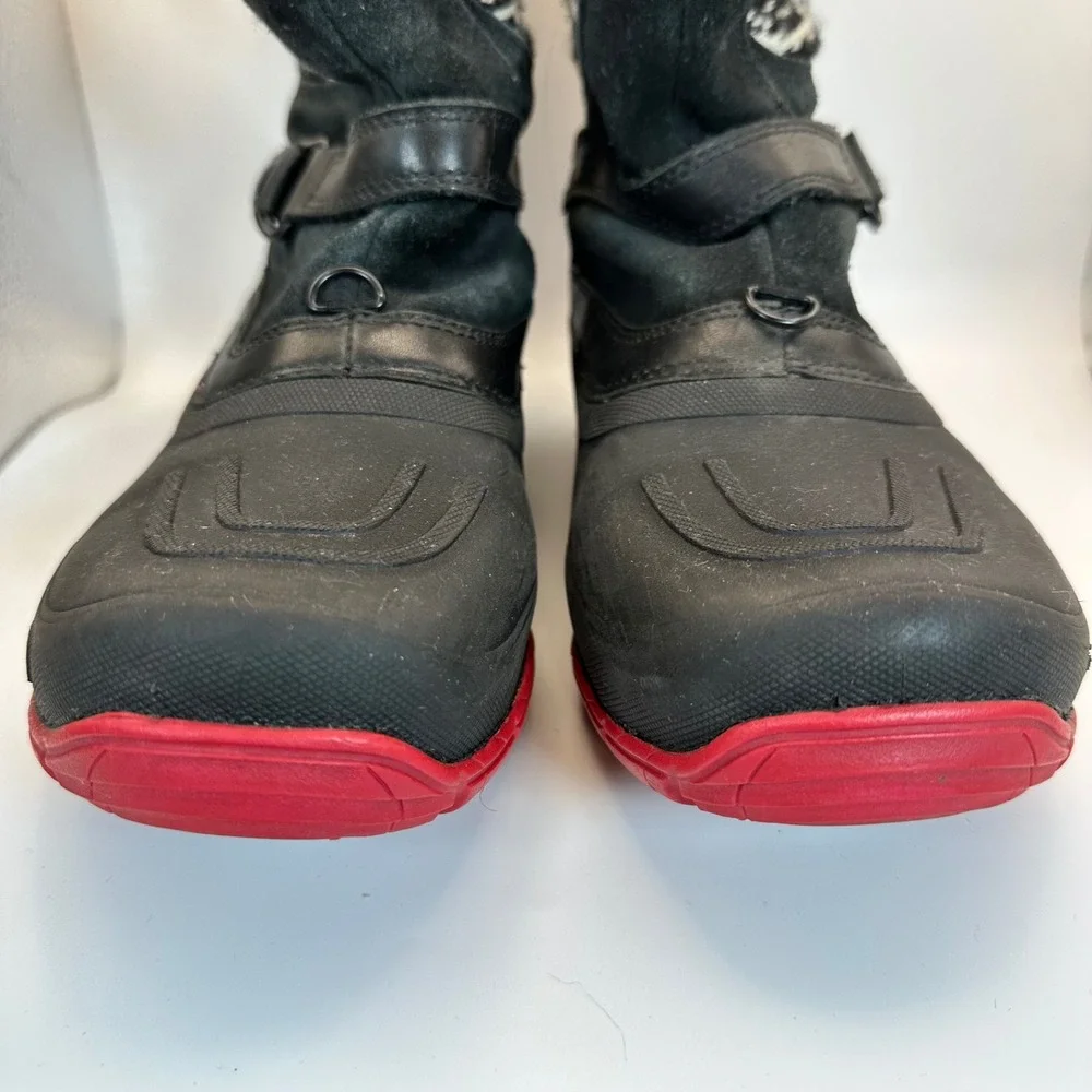 The North Face Winter Boots Women 8 Black Red Waterproof Knit Faux Fur Gorpcore